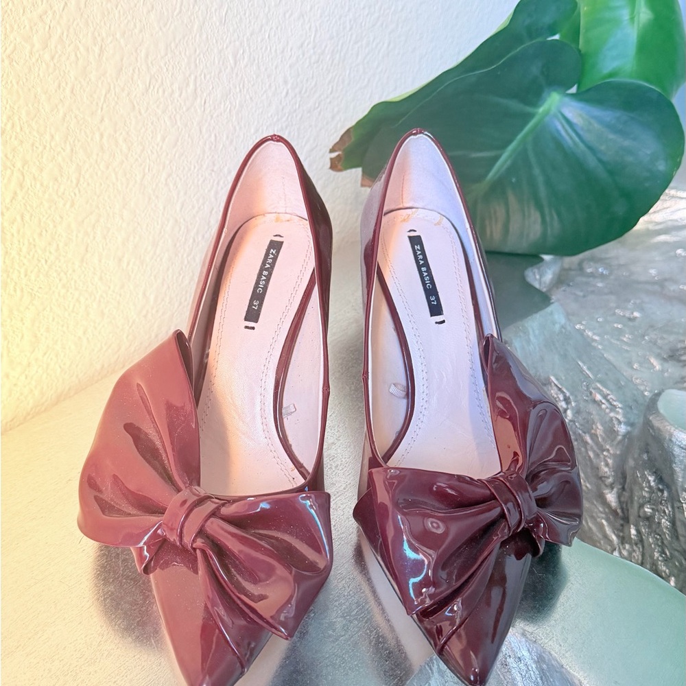 Zara Maroon Bow Heels